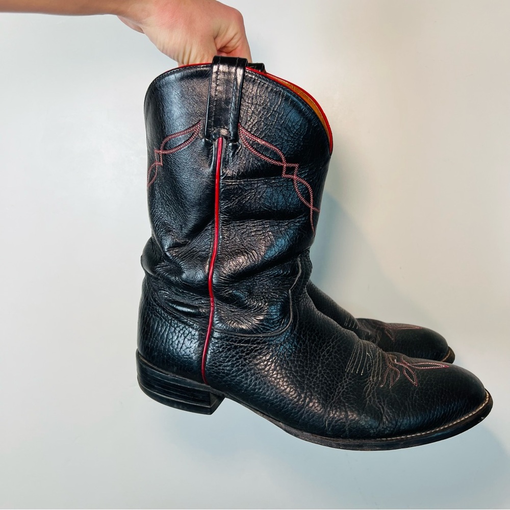 Tony Lama Black and Red Western Boots